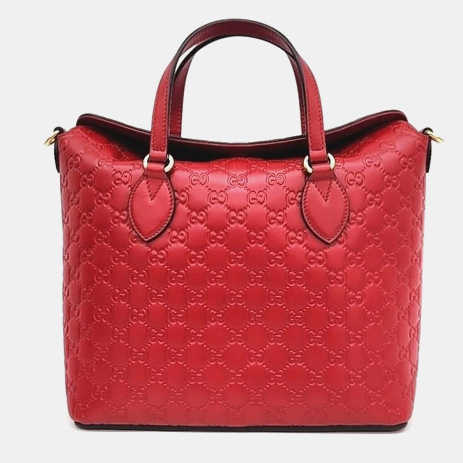 Gucci Red Leather Medium Guccissima Top Handle Bag