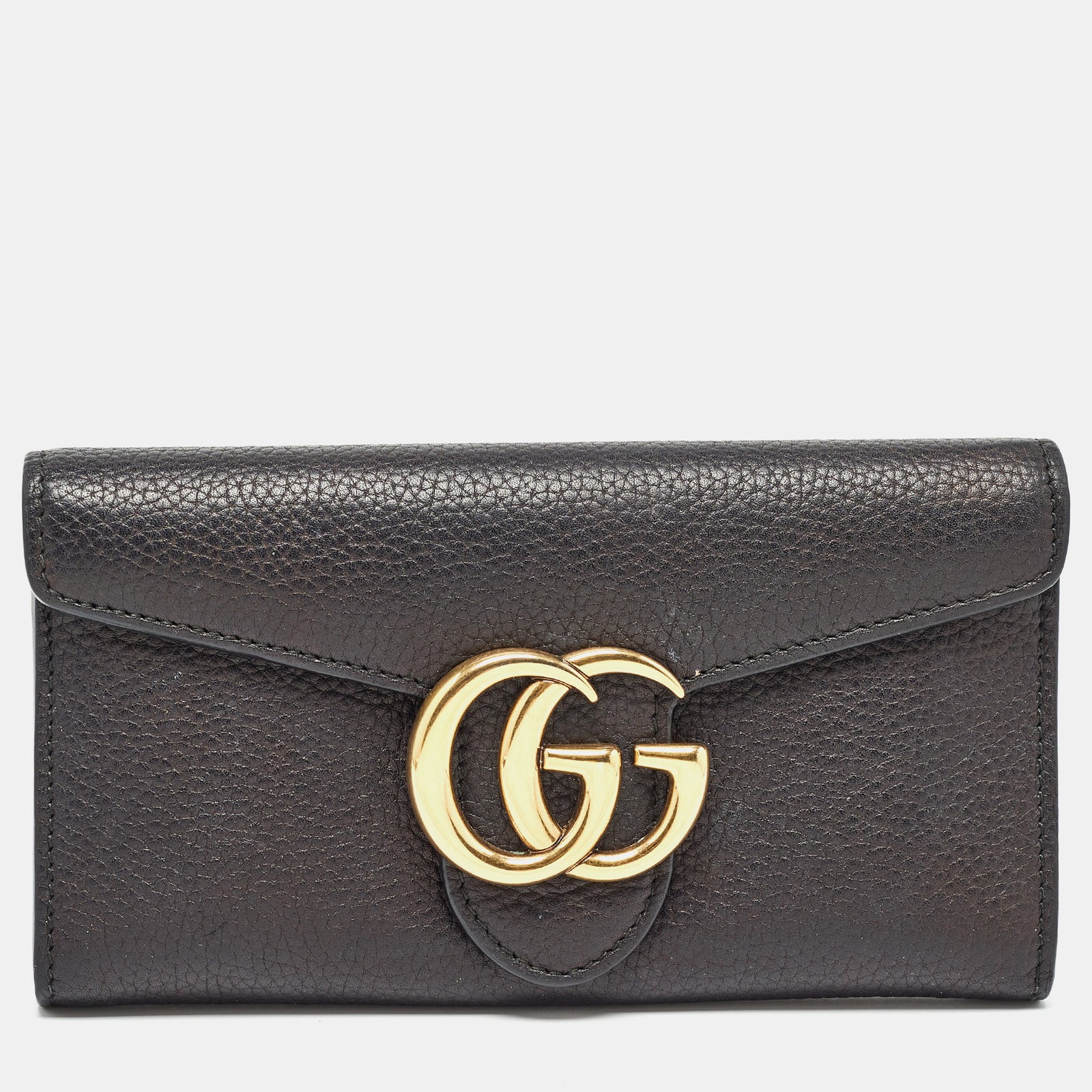 Gucci Schwarzes GG Marmont Continental Portemonnaie aus Leder