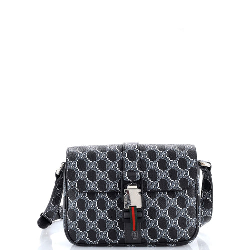 GUCCI Front Buckle Crossbody Bag GG Shadow Coated Canvas Mini