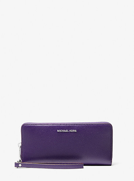 Michael Kors MK Large Pebbled Leather Continental Wallet - Purple - Michael Kors