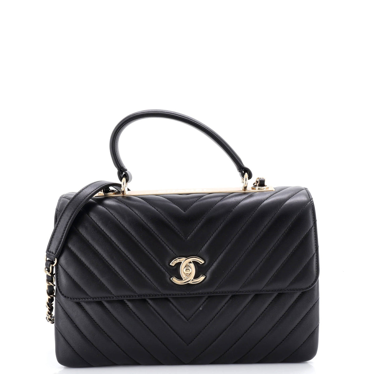Chanel CHANEL Trendy CC Top Handle Bag Chevron Lambskin Medium