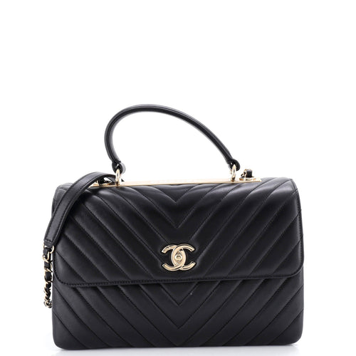 CHANEL Trendy CC Top Handle Bag Chevron Lambskin Medium
