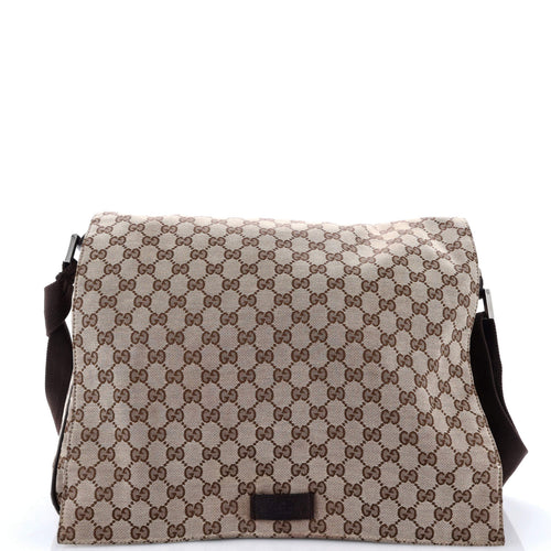 GUCCI Flap Messenger Bag GG Canvas Large