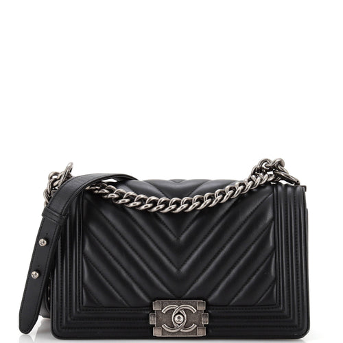 CHANEL Boy Flap Bag Chevron Lambskin Old Medium