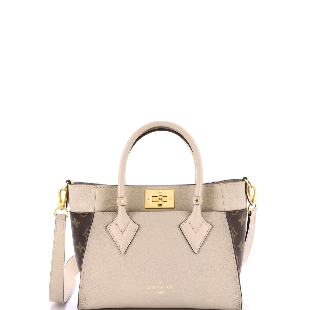 Louis Vuitton On My Side Tote Leather with Monogram Canvas PM