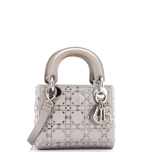 Lady Dior Bag Crystal Embellished Cannage Quilt Satin Mini