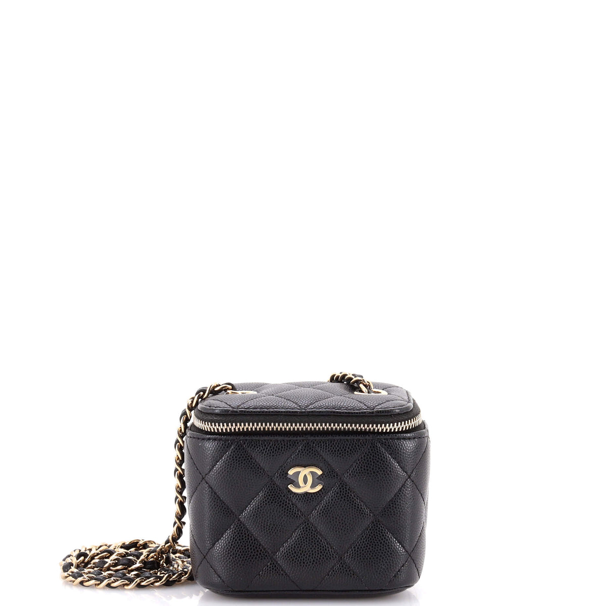 Chanel CHANEL Classic Vanity Case with Chain Quilted Caviar Mini