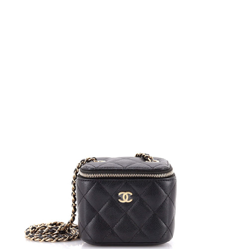CHANEL Classic Vanity Case with Chain Quilted Caviar Mini