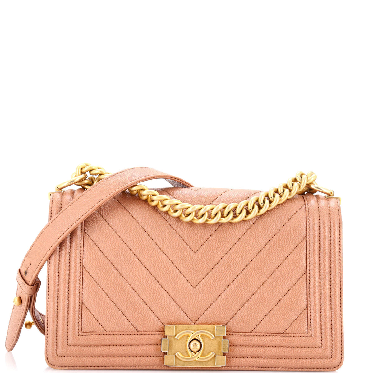 Chanel CHANEL Boy Flap Bag Chevron Caviar Old Medium