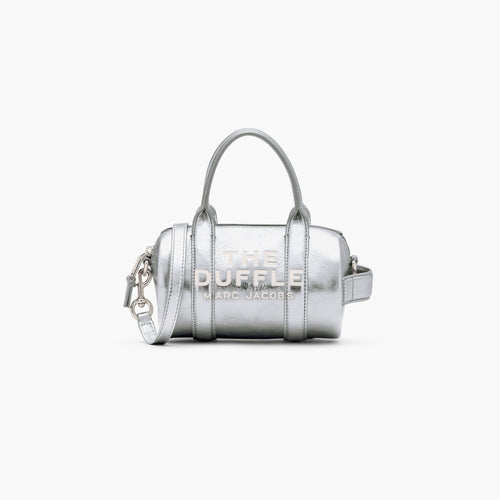 The Metallic Leather Mini Duffle Bag in Metallic Silver