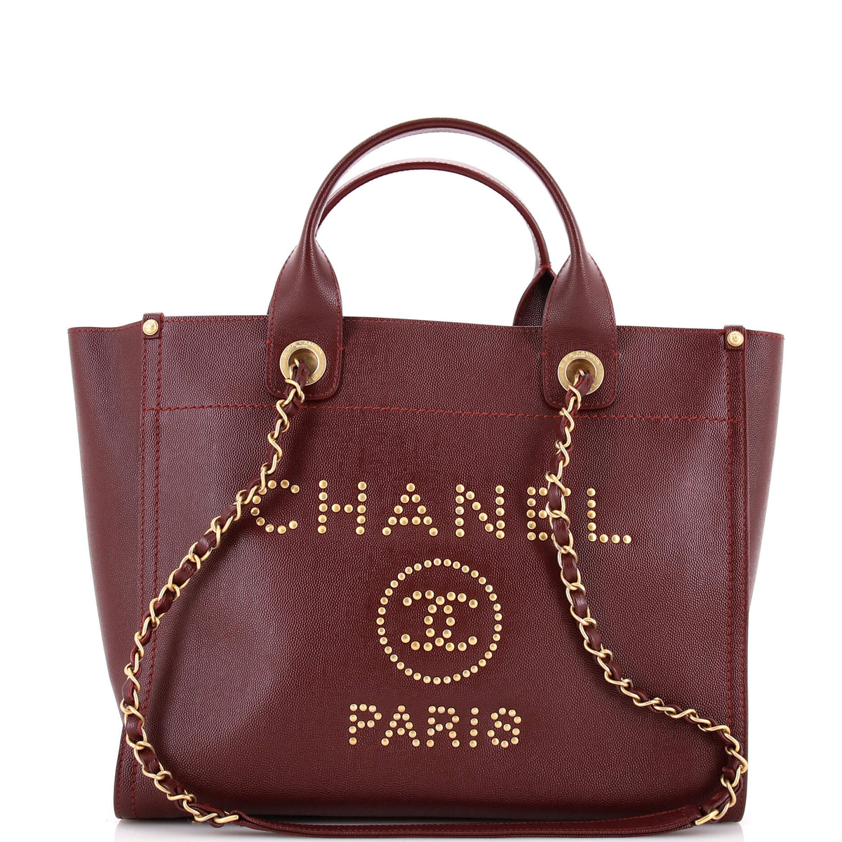 Chanel CHANEL Deauville Tote Studded Caviar Small