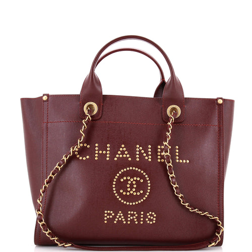 CHANEL Deauville Tote Studded Caviar Small