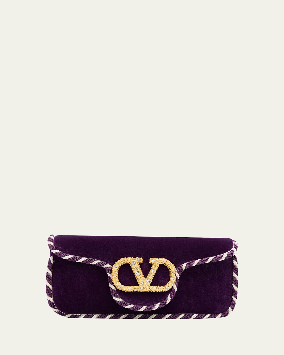 Valentino Loco VLOGO Velvet Clutch Bag
