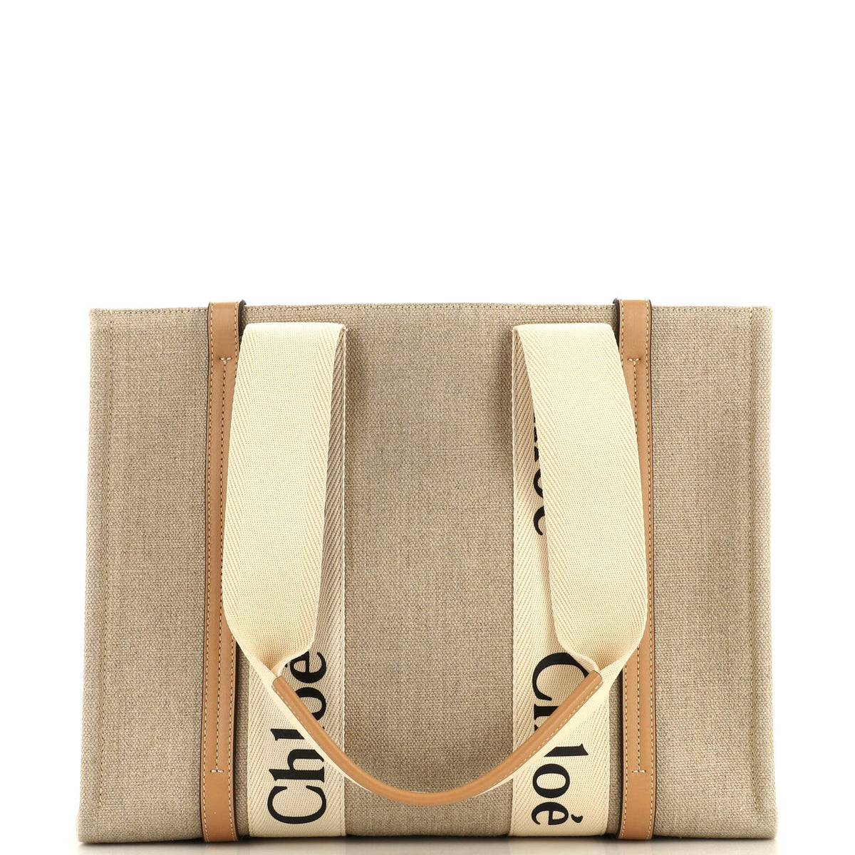 Chloe CHLOE Woody Tote Canvas with Leather Medium