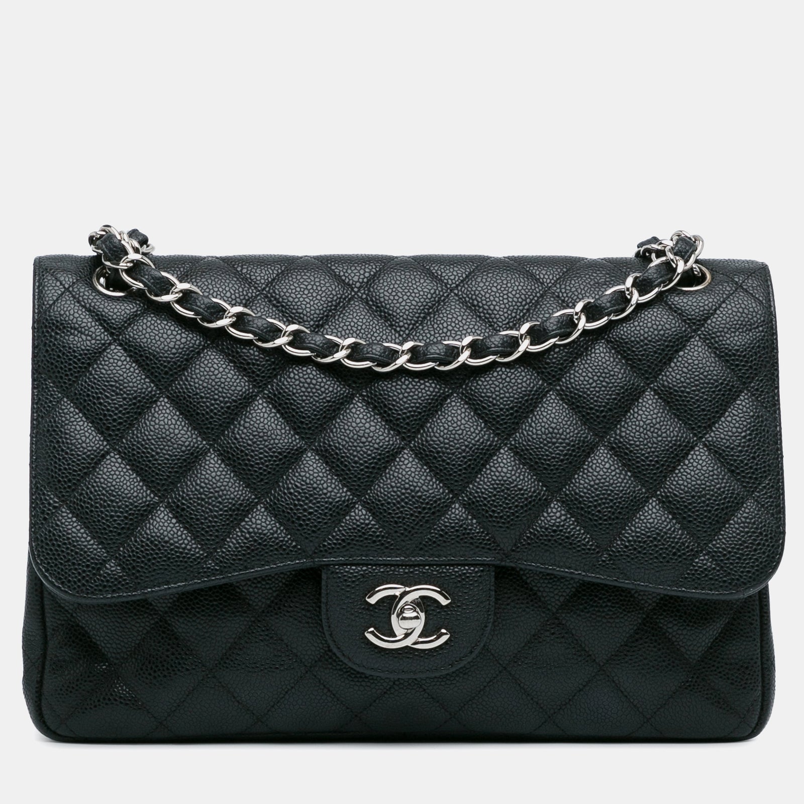 Chanel Jumbo Classic Caviar Tasche mit Doppelklappe