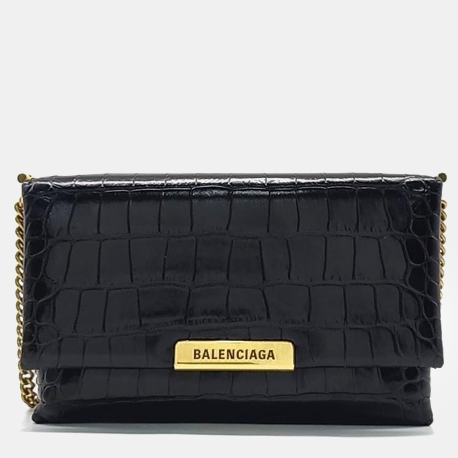 Balenciaga Black Leather Triplet Chain Shoulder Bag