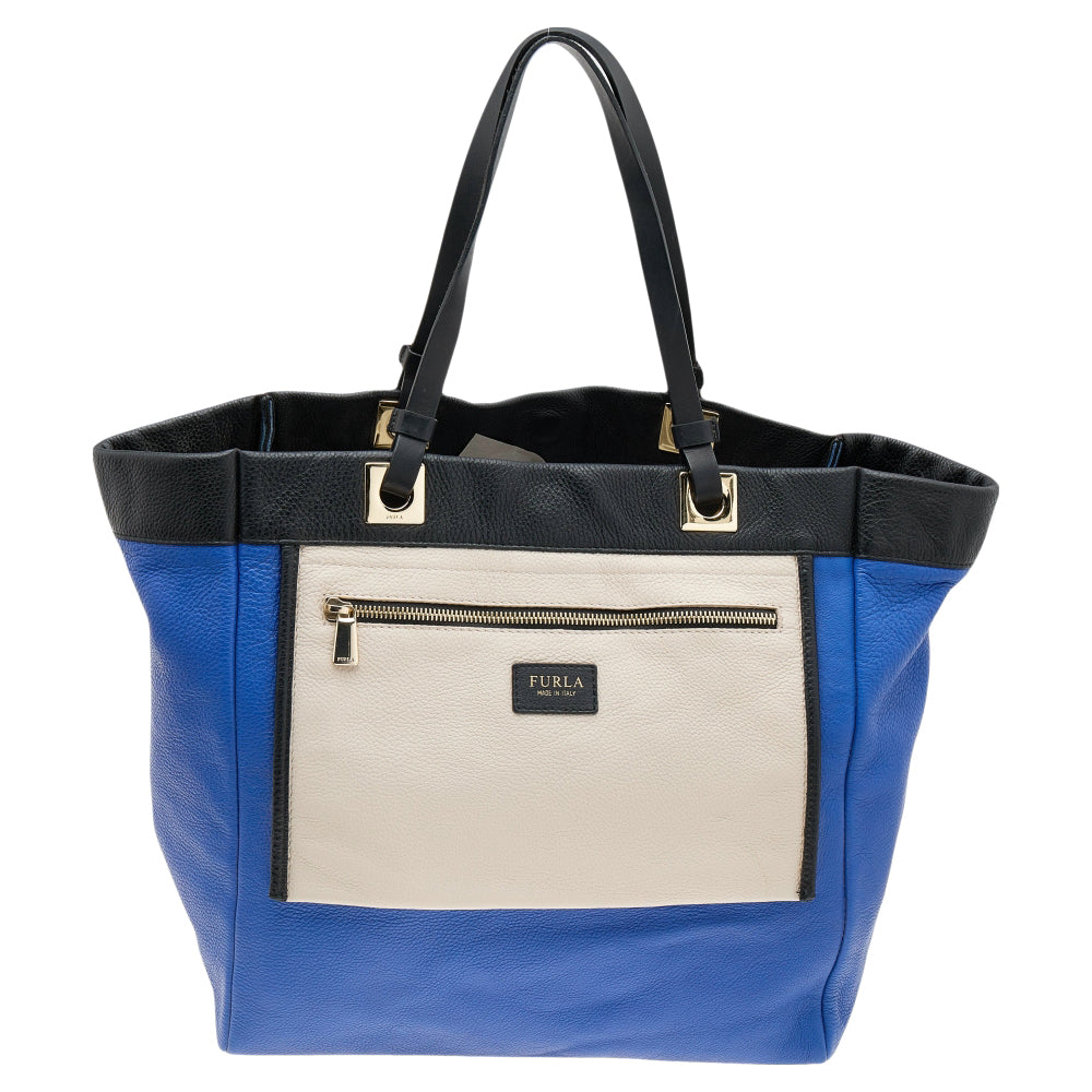 Furla Tri Color Leather Shopper Tote