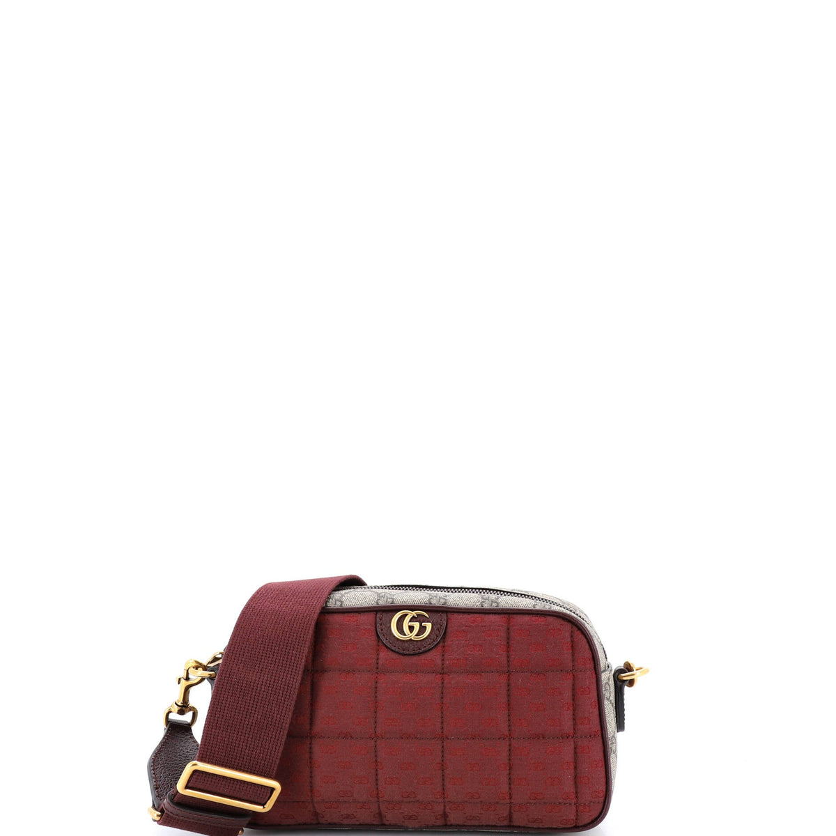 Gucci GUCCI Zip Crossbody Bag GG Coated Canvas and Quilted Mini GG Canvas Small