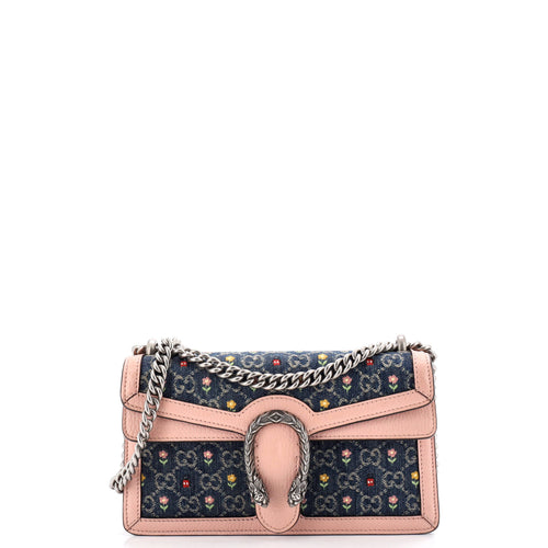 GUCCI Dionysus Bag Flower Embroidered GG Denim Small