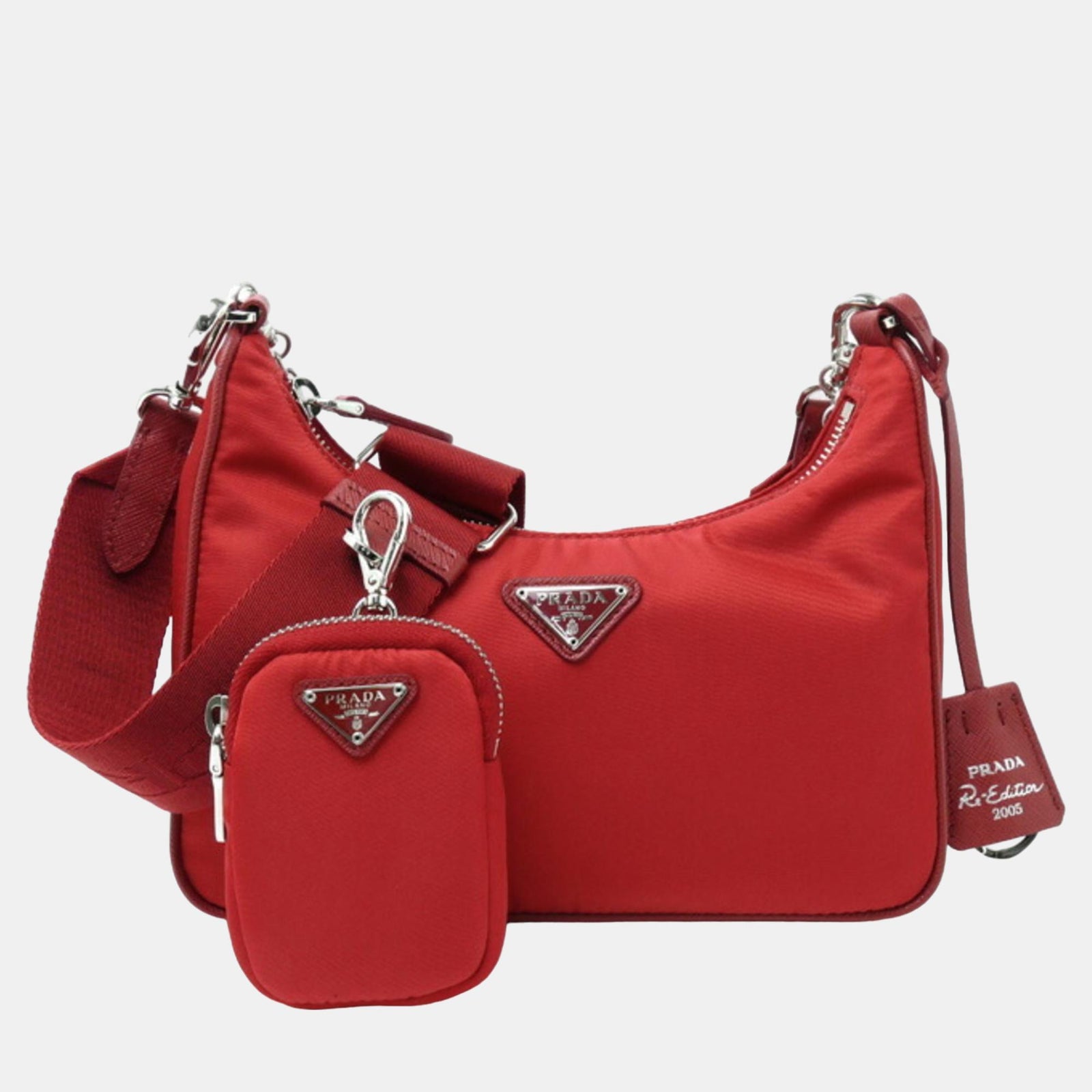 Prada Red Nylon Re-Edition 2005 Shoulder Bag