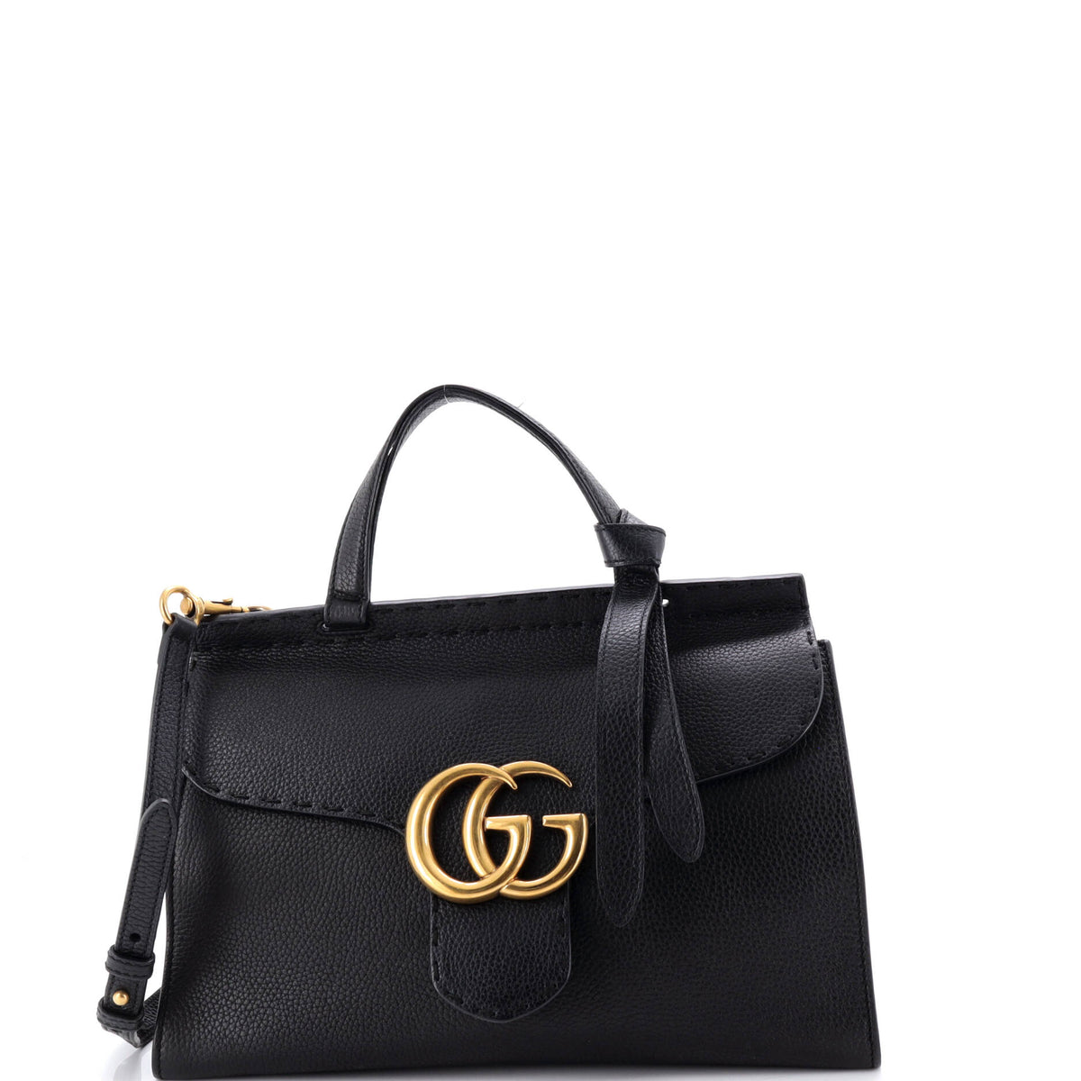 Gucci GUCCI GG Marmont Top Handle Bag Leather Small