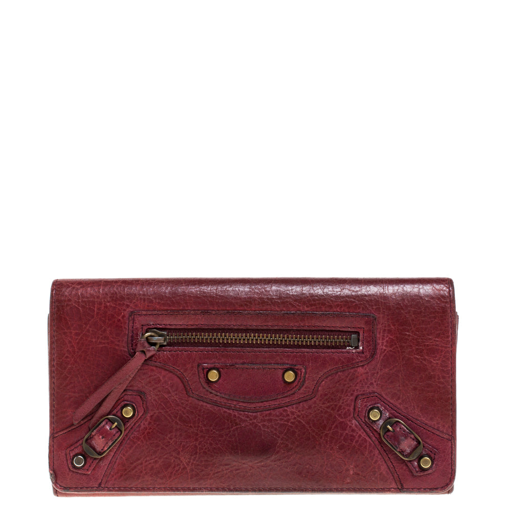 Balenciaga Bordeaux Leather City Wallet