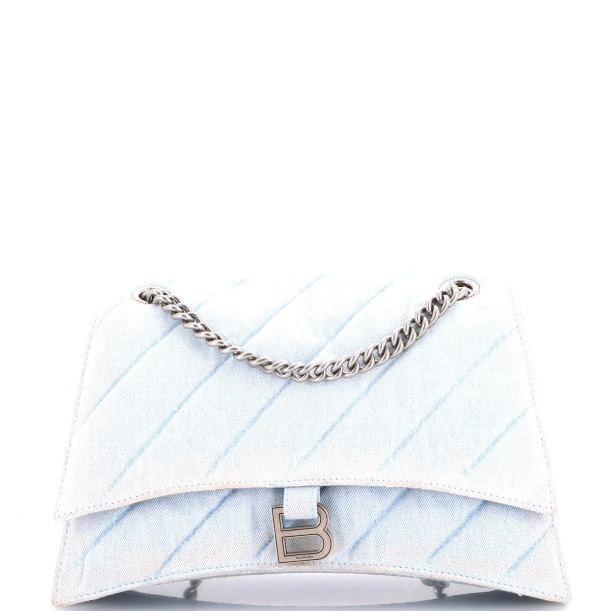 Balenciaga Crush Chain Flap Bag Quilted Denim Medium