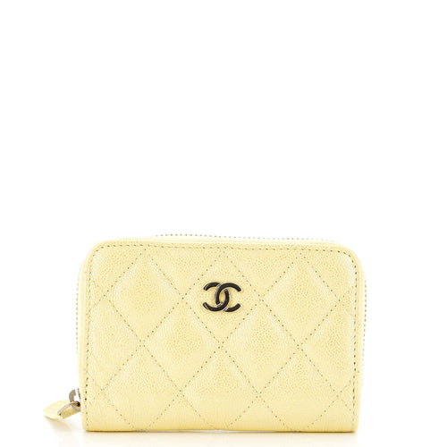 CHANEL CC Zip Coin Purse Quilted Iridescent Caviar Small