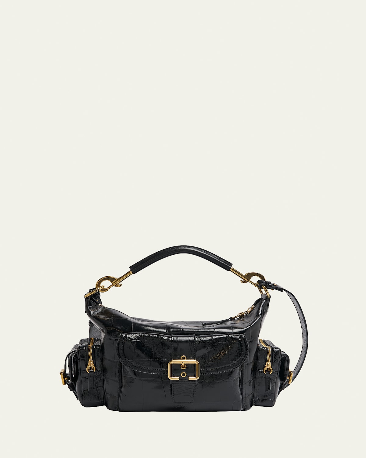 Boss Camera Medium Shoulder Bag in Croc-Embossed Calfskin
