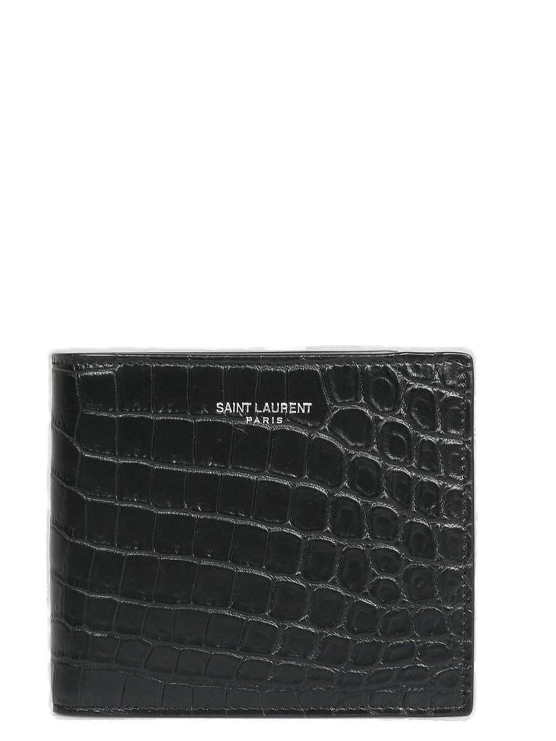 Saint Laurent Men's Animal Print Leather Wallet in Nero/Nero | 396303DZEDE1000