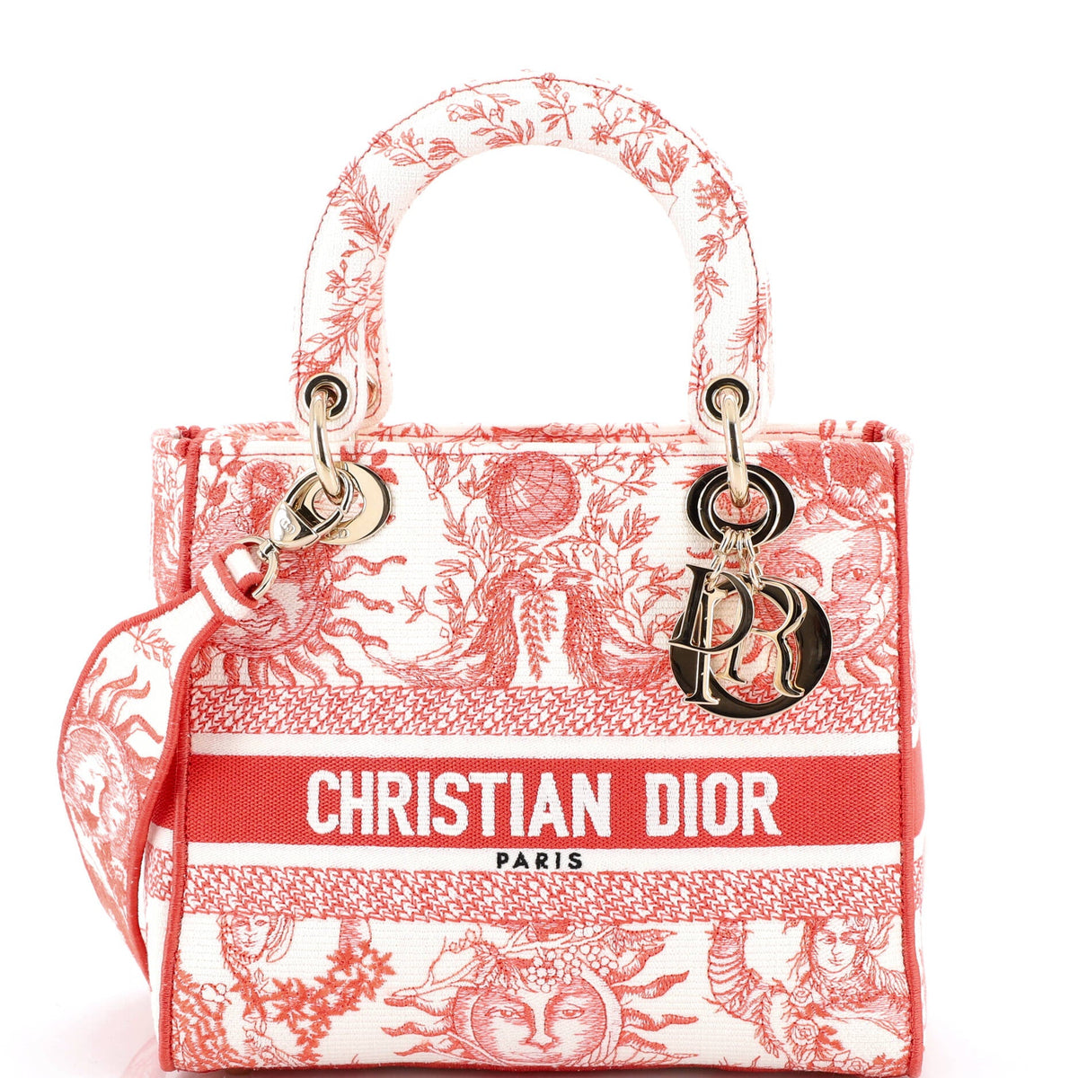 Christian Dior Lady D-Lite Bag Embroidered Canvas Medium