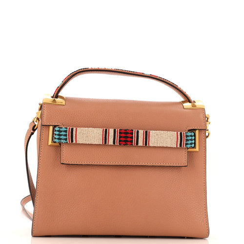 VALENTINO GARAVANI My Rockstud Satchel Leather with Beaded Detail Small