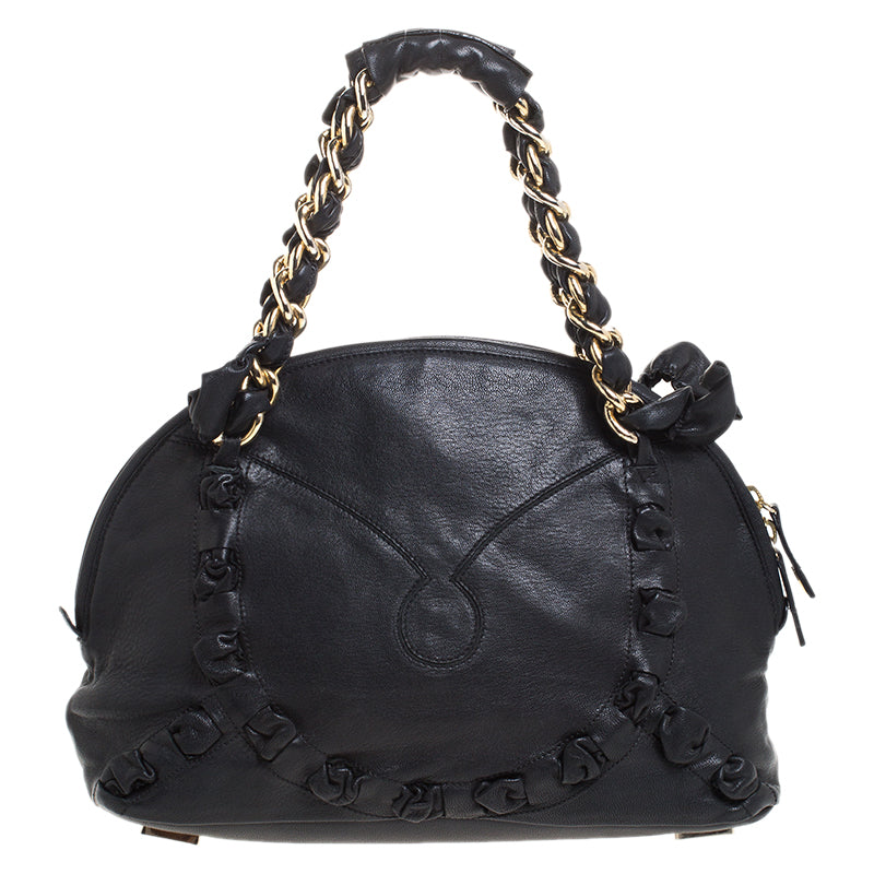 Gianfranco Ferre Black Leather Satchel