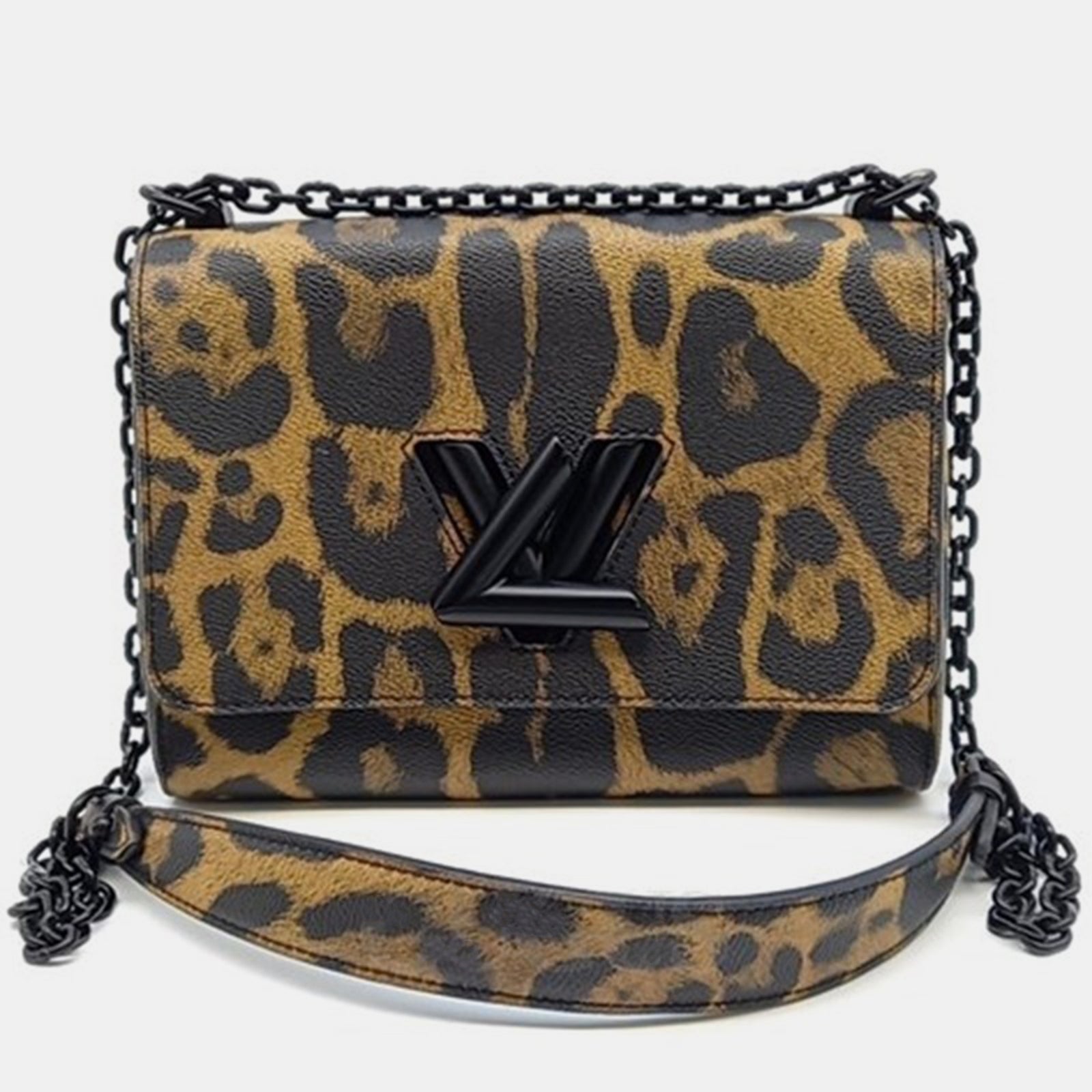 Louis Vuitton Sac à main en cuir imprimé léopard Wild Animal Twist MM avec poignée supérieure