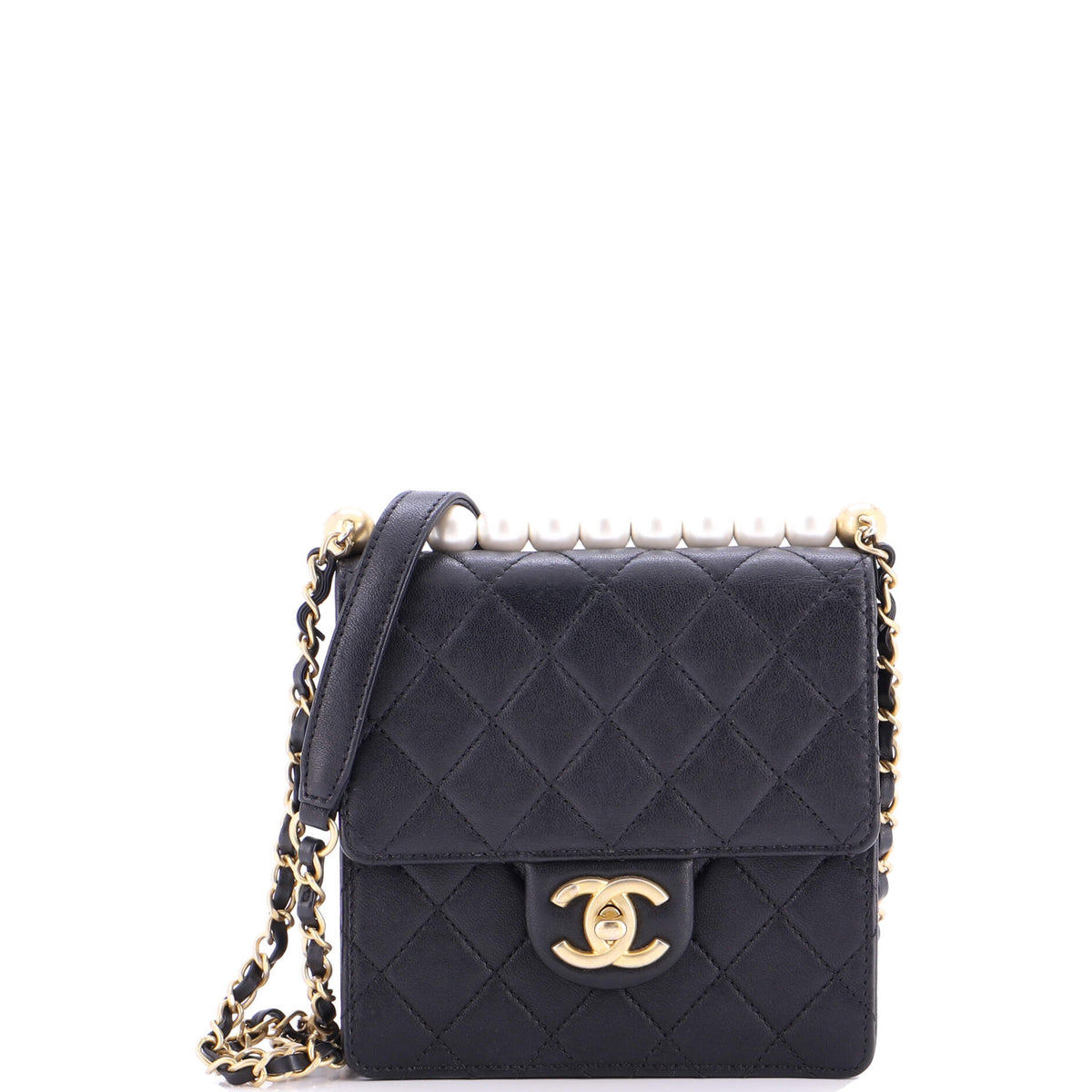 Chanel CHANEL Chic Pearls Flap Bag Quilted Goatskin Mini