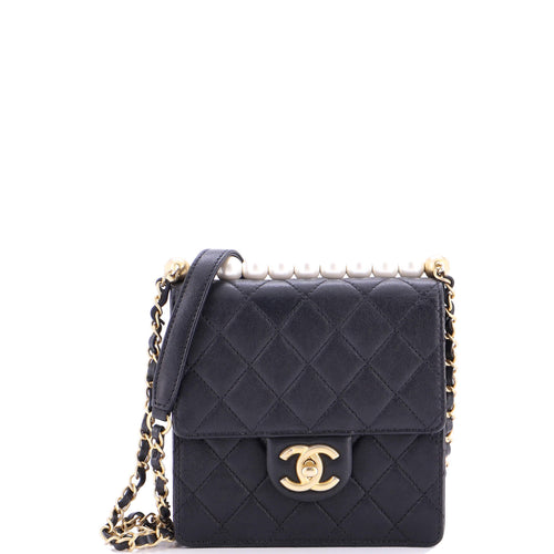 CHANEL Chic Pearls Flap Bag Quilted Goatskin Mini