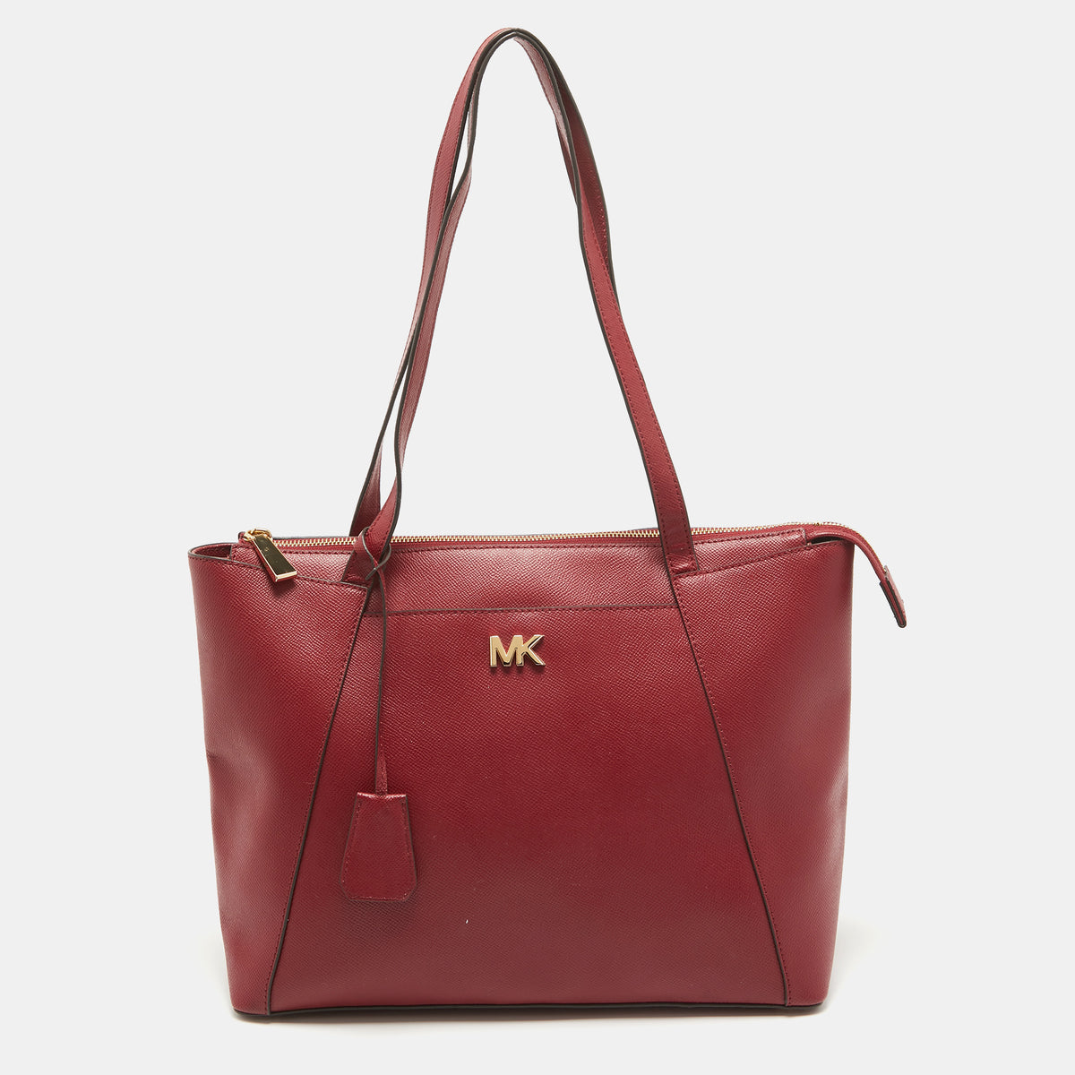 Michael Kors Red Leather Medium East West Maddie Tote