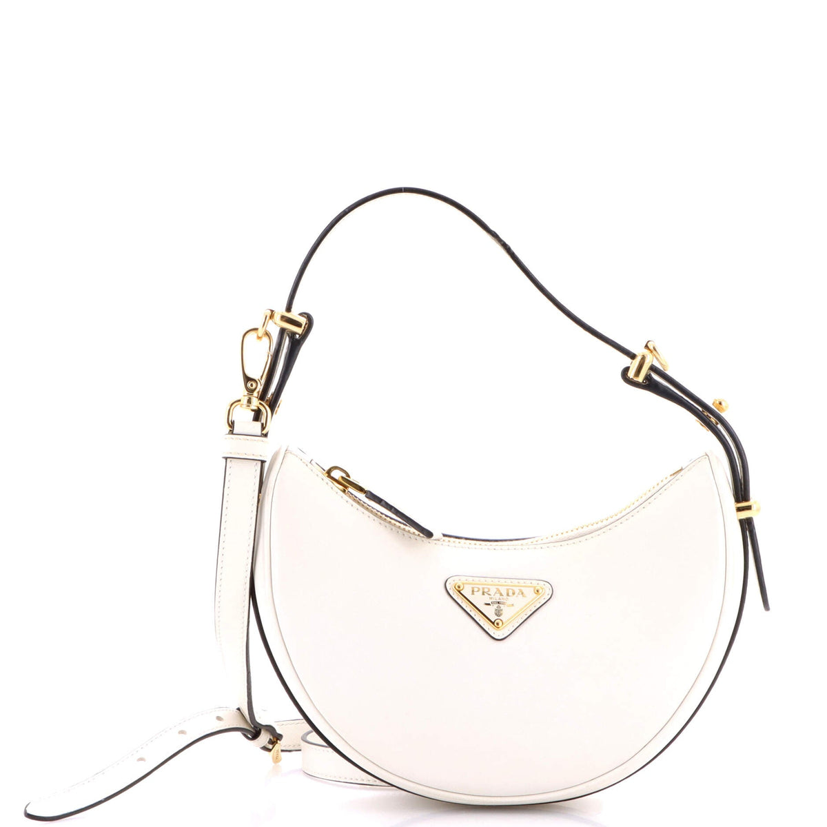 Prada PRADA Arque Half Moon Hobo Leather Mini