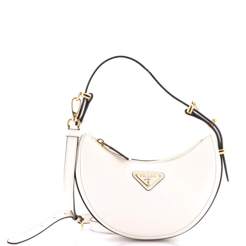PRADA Arque Half Moon Hobo Leather Mini