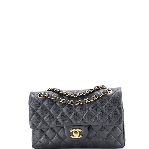 CHANEL Classic Double Flap Bag Quilted Caviar Small