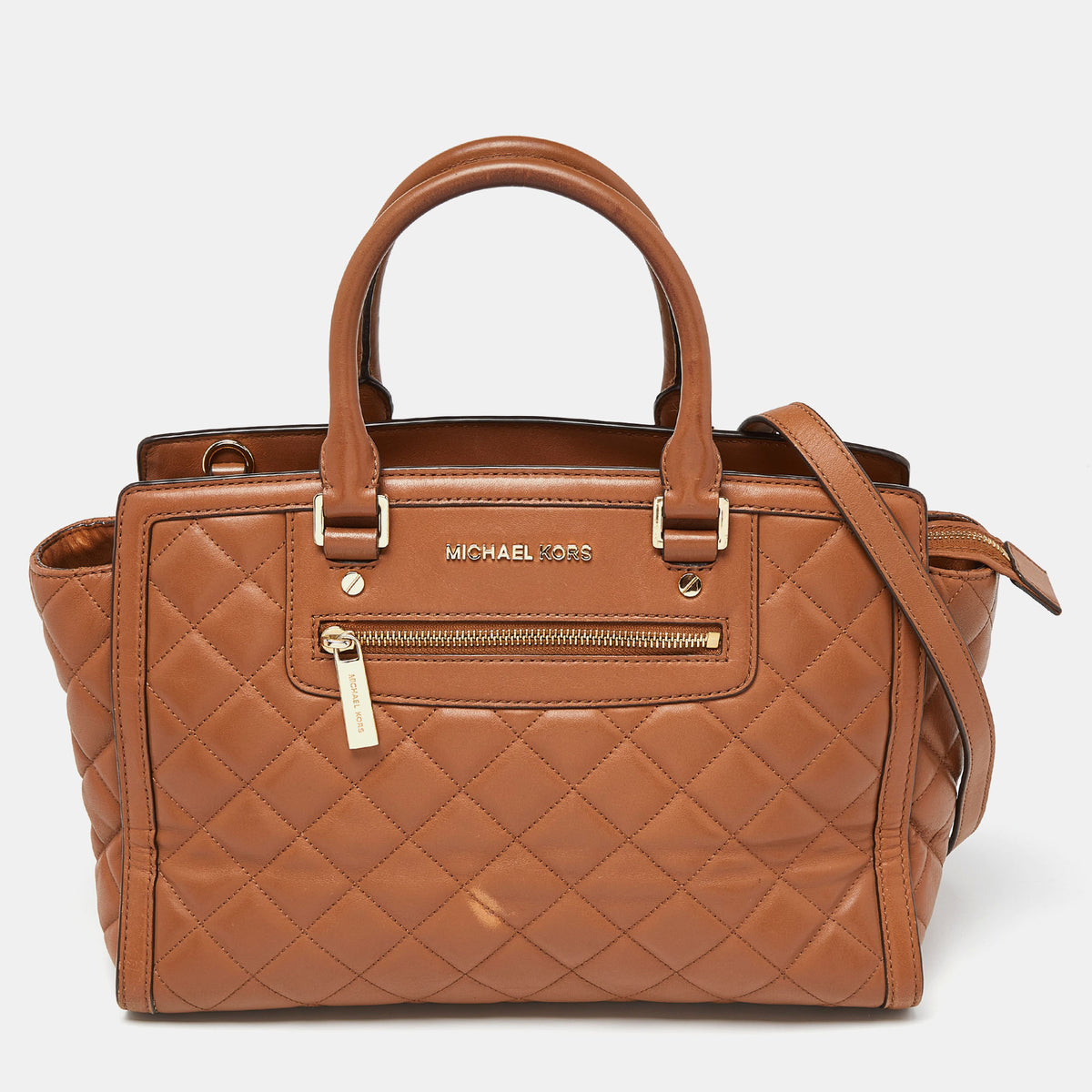 Michael Kors Brown Quilted Leather Selma Satchel