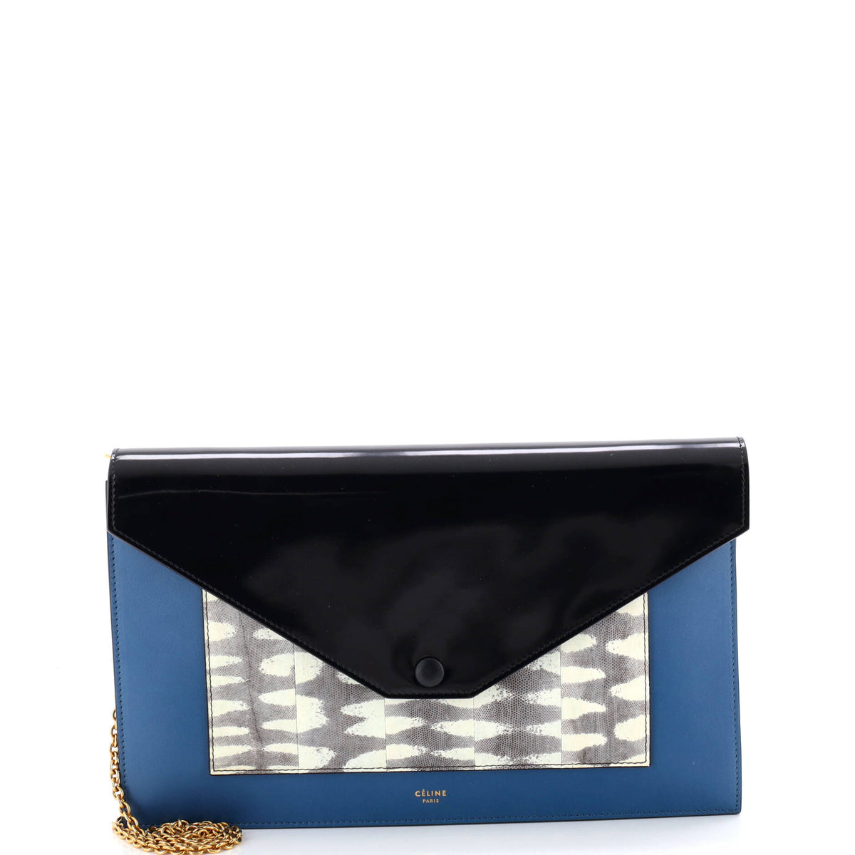 Celine CELINE Pocket Envelope Wallet on Chain Leather and Lizard Medium