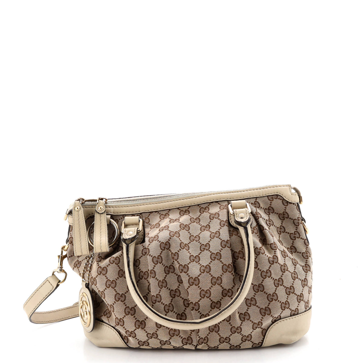 Gucci GUCCI Sukey Tote GG Canvas with Leather Medium