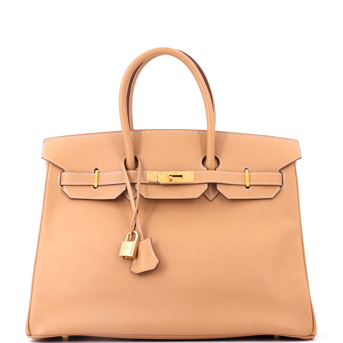 Herm?s Birkin Handbag Natural Courchevel with Gold Hardware 35