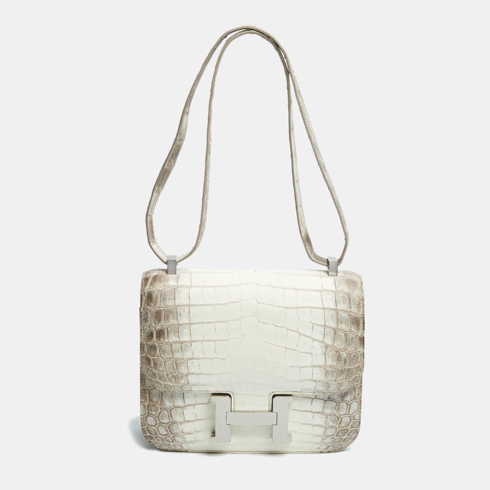 Herm?s Sac Constance III 24 en crocodile Niloticus Himalaya finition palladiée Hermès Blanc