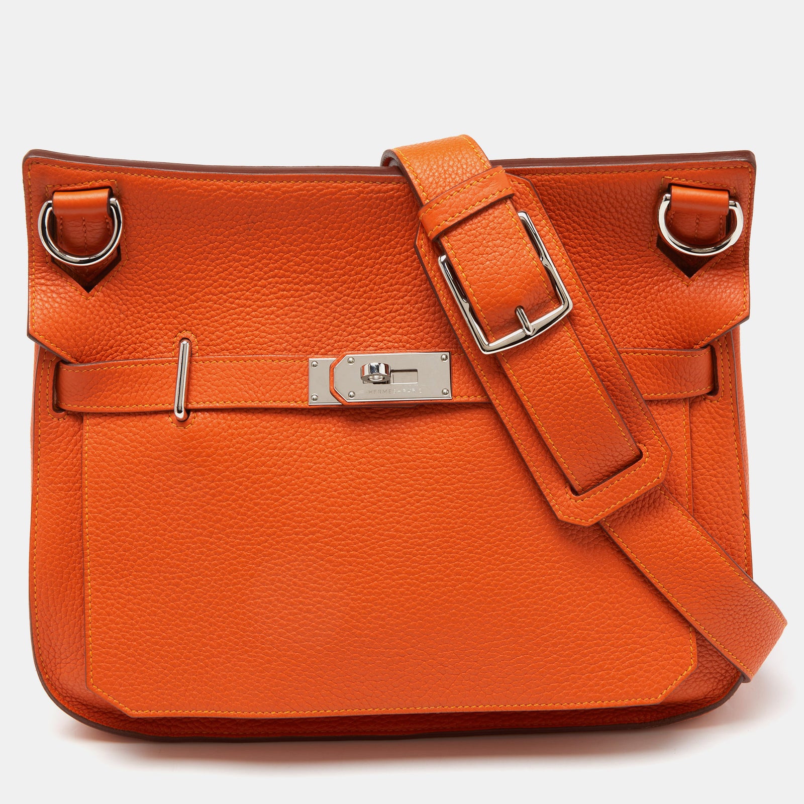 Herm?s Orange/Jaune Taurillon Clemence Leather Palladium Finish Jypsiere 34 Bag