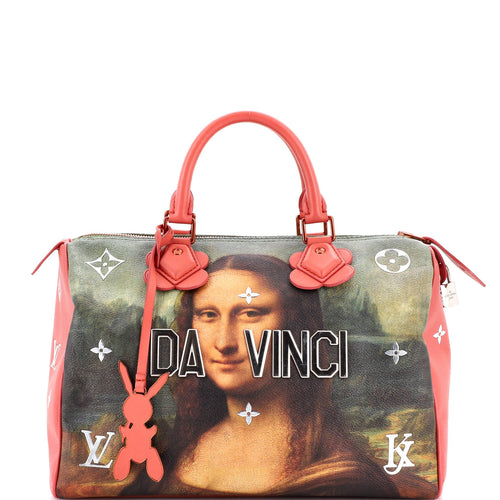 Speedy Handbag Limited Edition Jeff Koons Da Vinci Print Canvas 30