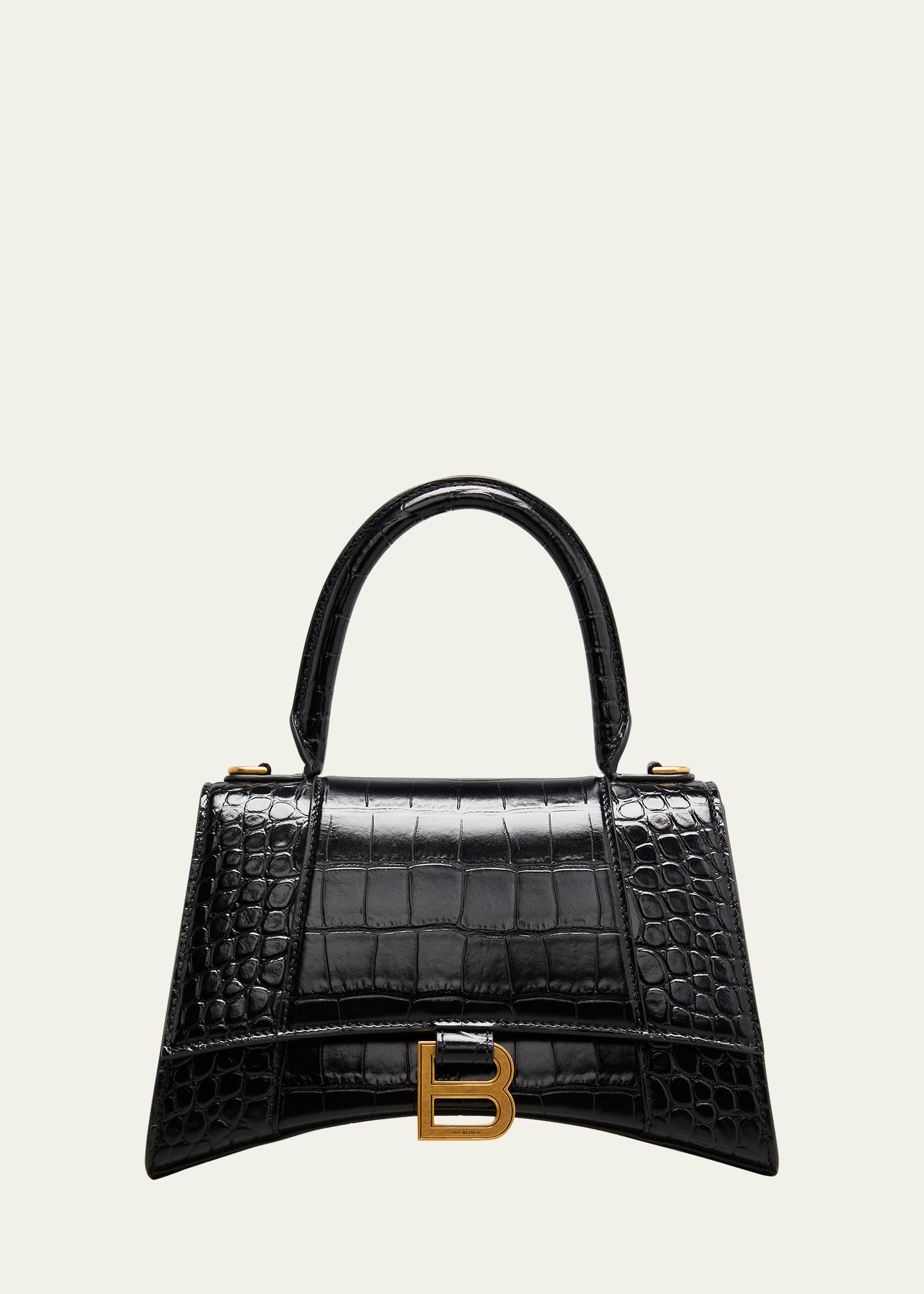 Boss Hourglass Small Croc-Embossed Top-Handle Bag