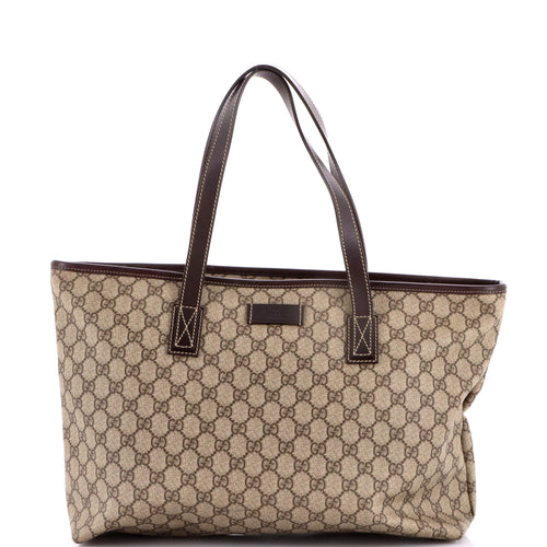 GUCCI Plus Tote GG Coated Canvas with Leather Medium