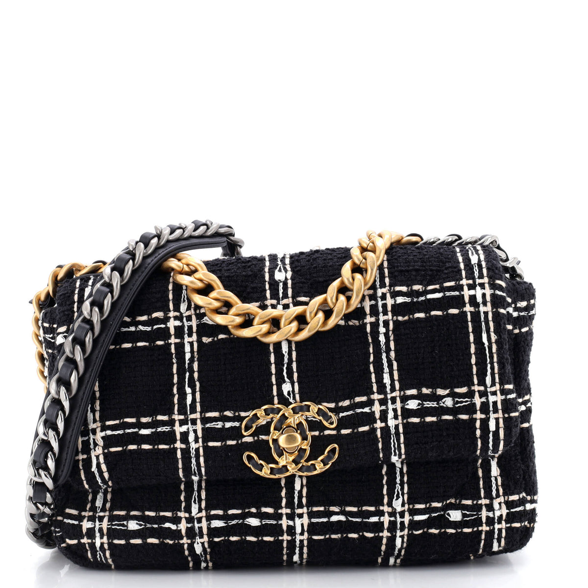 Chanel CHANEL 19 Flap Bag Quilted Tweed Medium